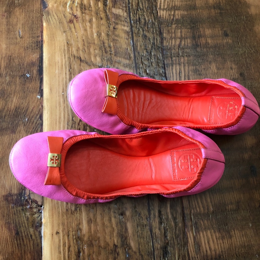 Tory Burch pink and orange flats size 9.5
